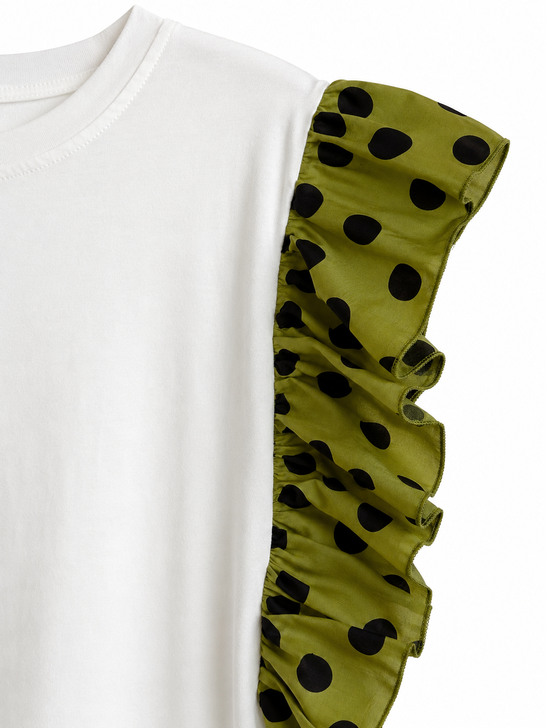 T-SHIRT MANICHE POIS VERDE E MARRONE