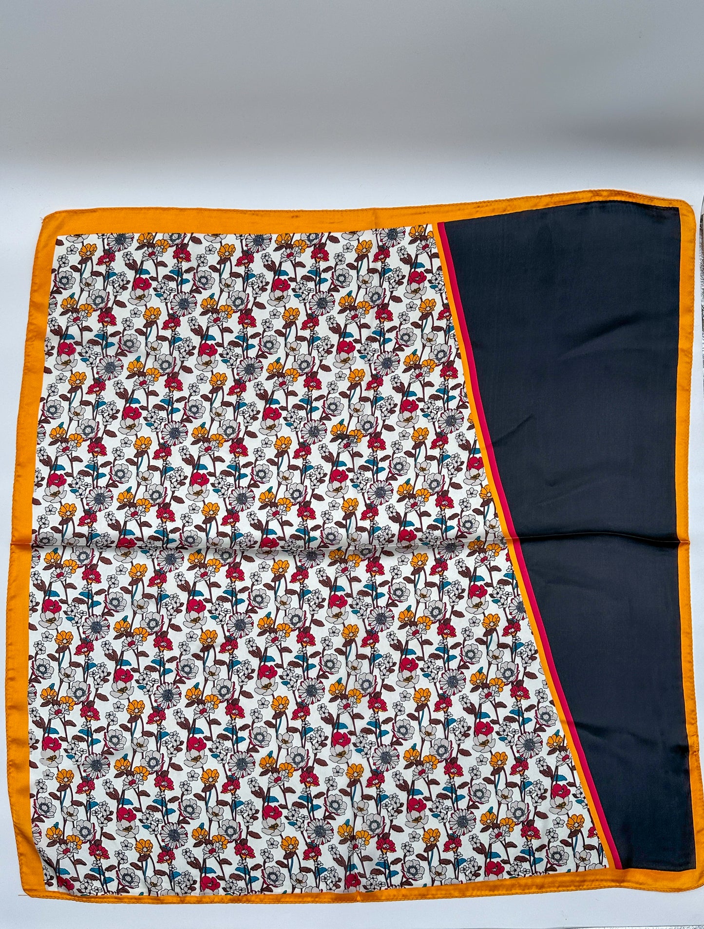 FOULARD FIORI blu e arancio