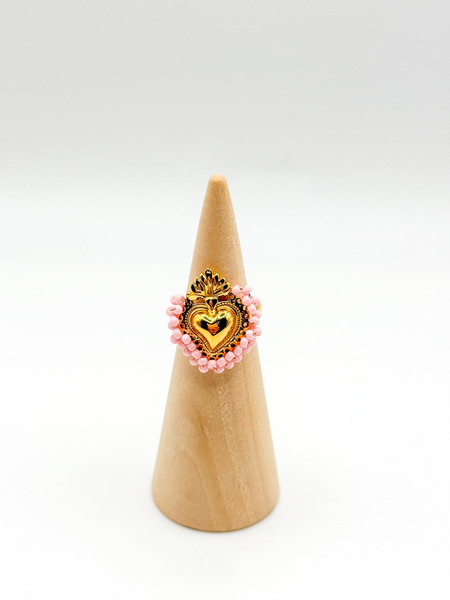 ANELLO CUORE SACRO PERLINE