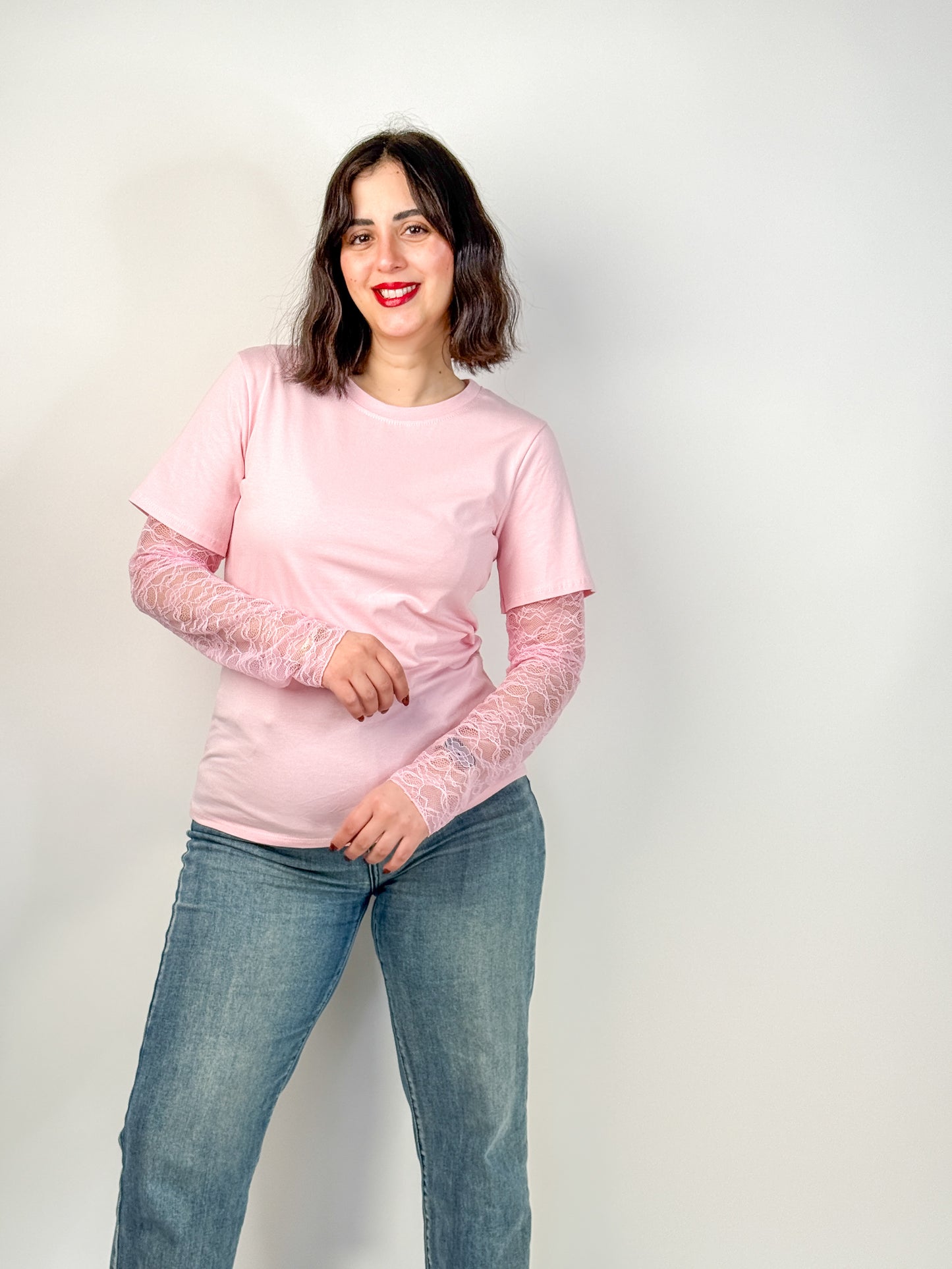 T-SHIRT MANICA PIZZO