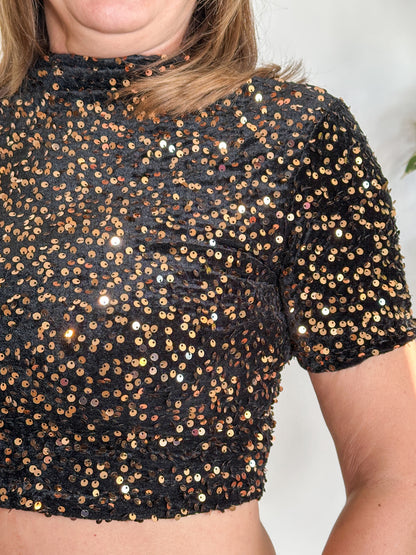 TOP PAILETTES nero e oro