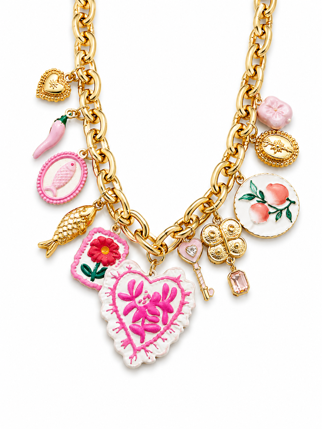 COLLANA CUORE FUCSIA