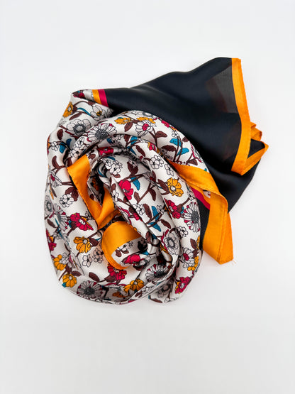 FOULARD FIORI blu e arancio