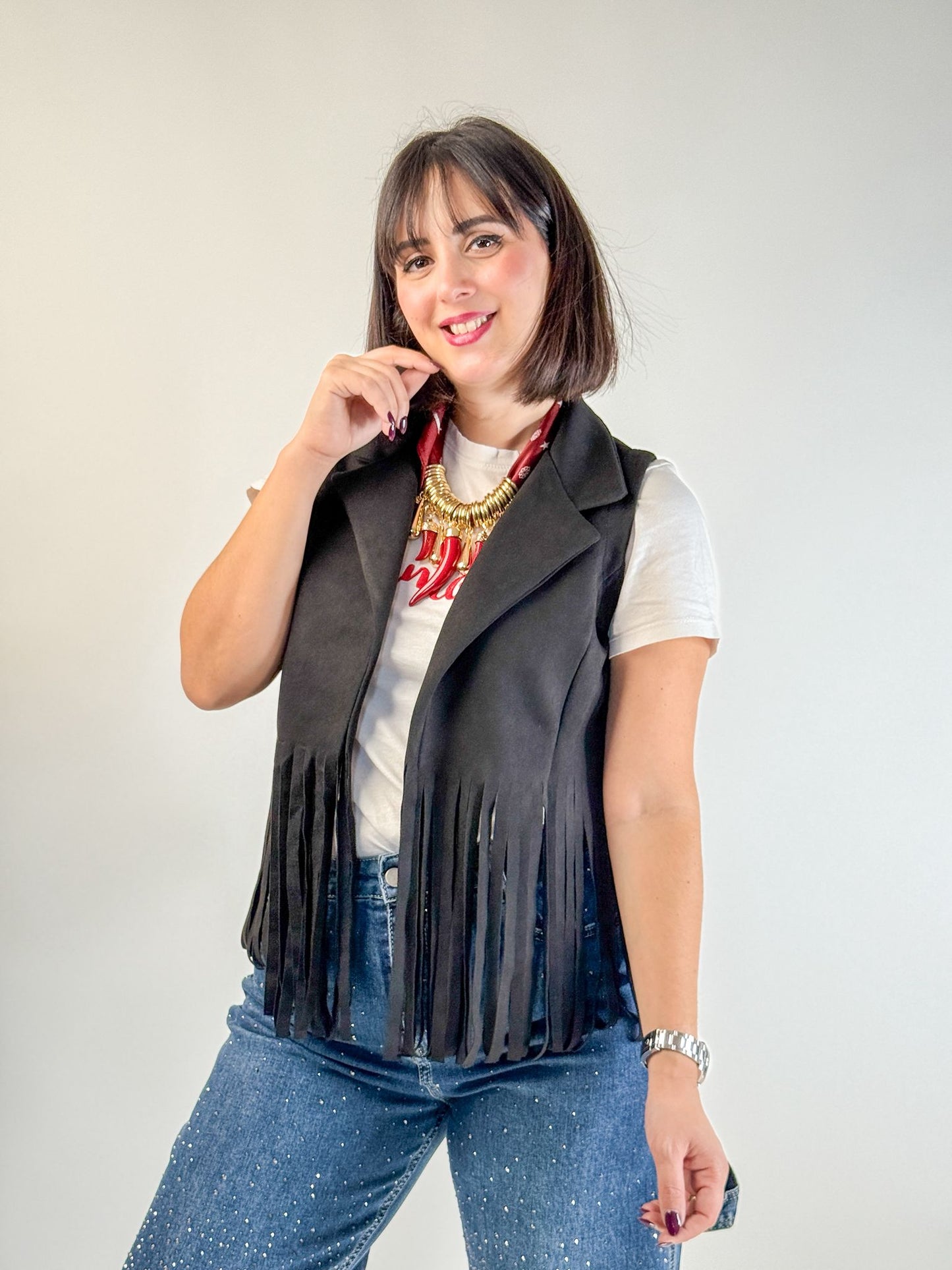 GILET CON FRANGE