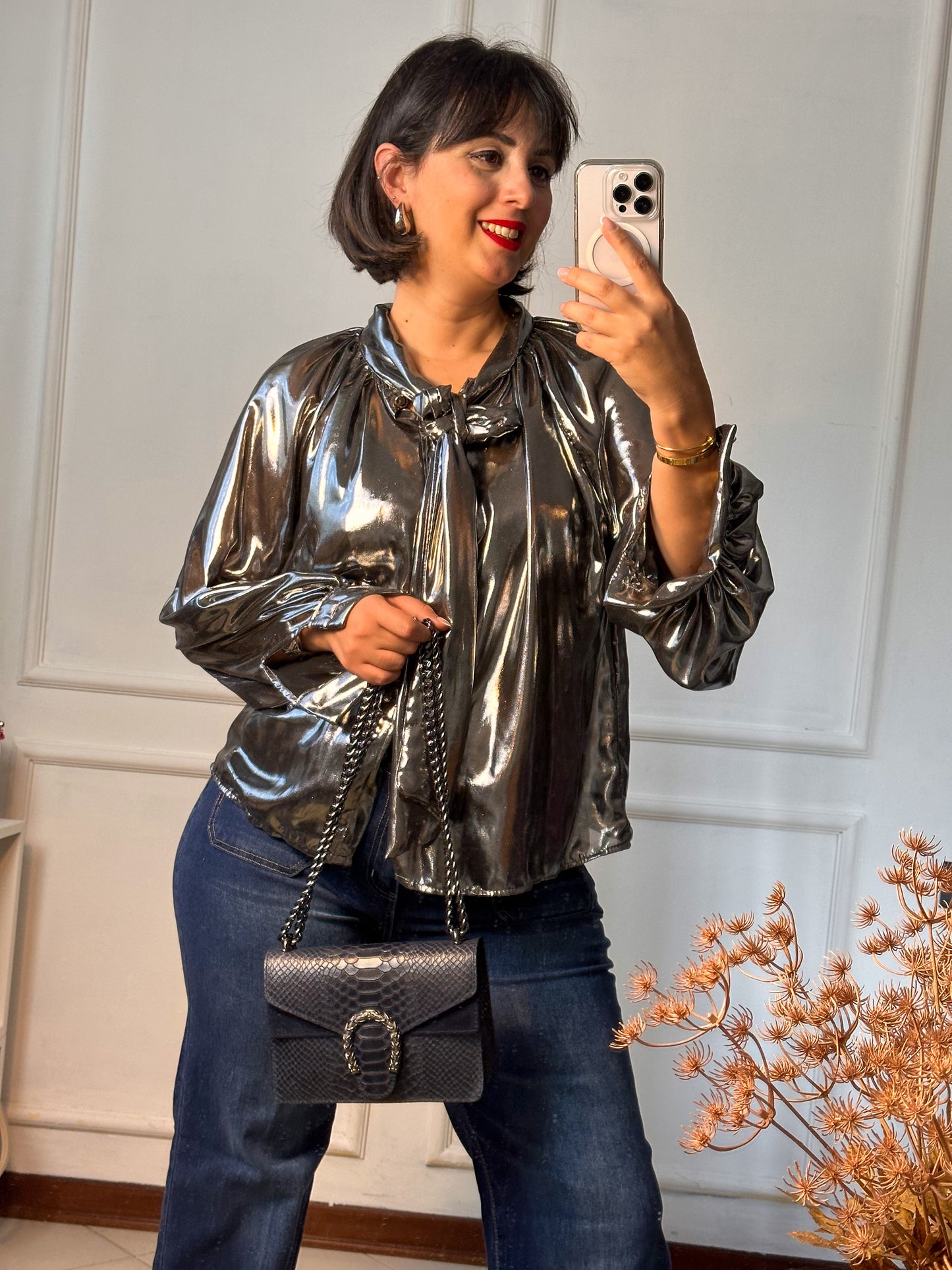 Camicia argento metallizzata