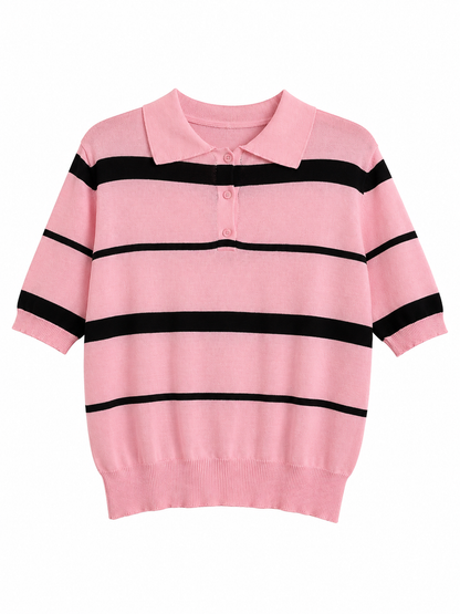 POLO ROSA E MARRONE IN VISCOSA