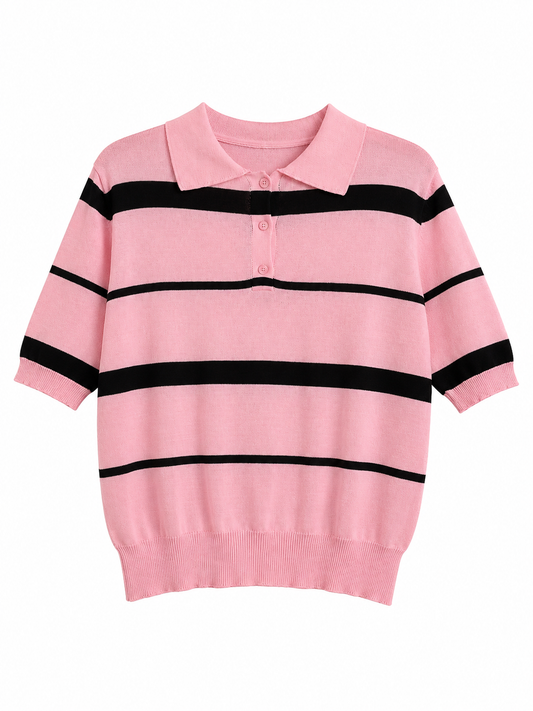 POLO ROSA E MARRONE IN VISCOSA