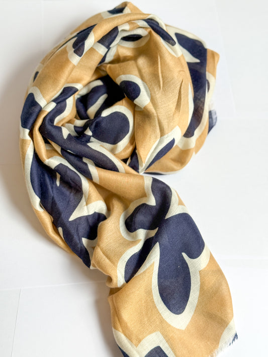 SCIARPA BLU E CAMEL