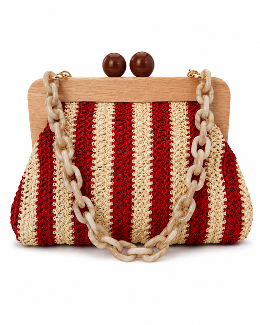 POCHETTE RAFIA E LEGNO