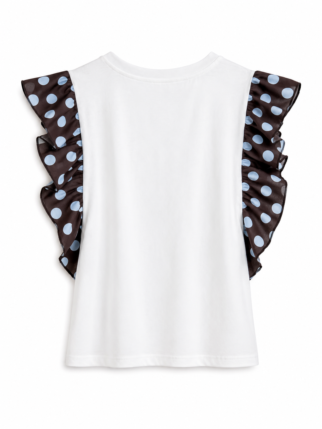 T-SHIRT MANICHE POIS MARRONE E AZZURRO