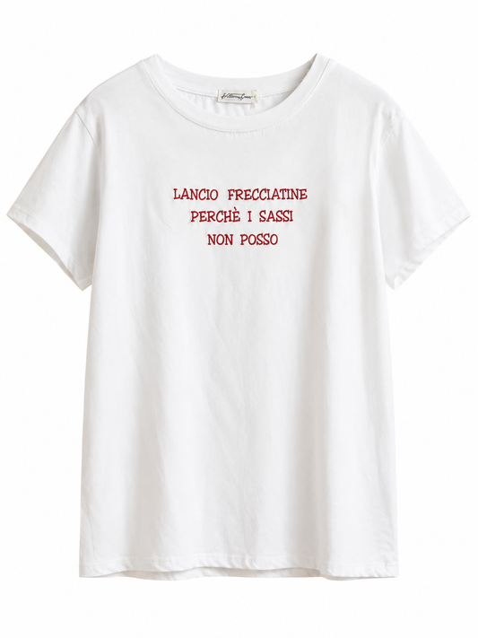 T-SHIRT lancio frecciatine perché sassi non posso