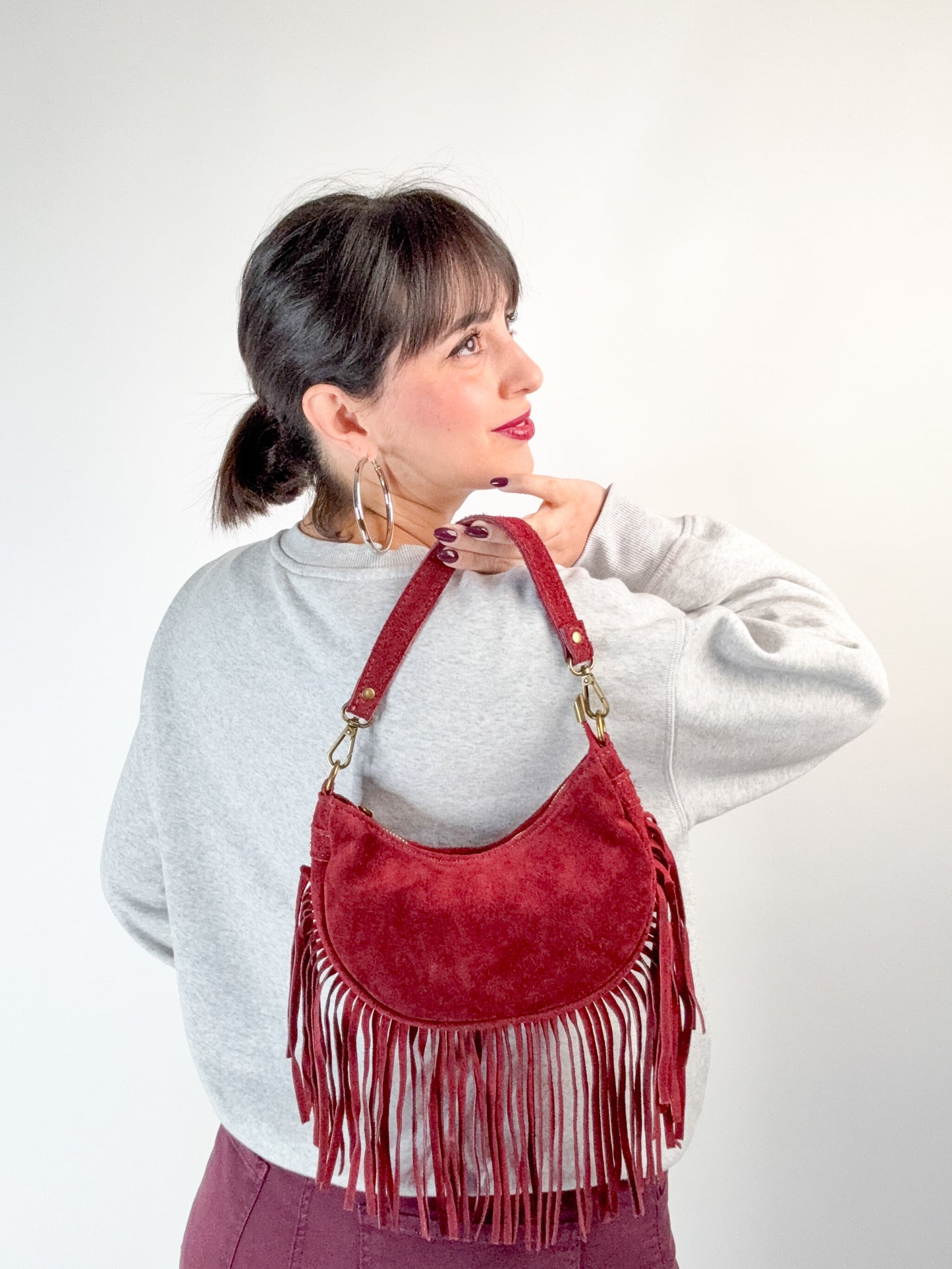 BORSA CAMOSCIO VERA PELLE