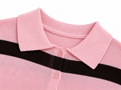 POLO ROSA E MARRONE IN VISCOSA