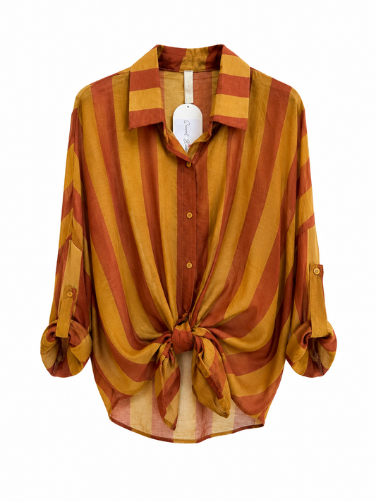 CAMICIA TENCEL RIGHE GRANDI